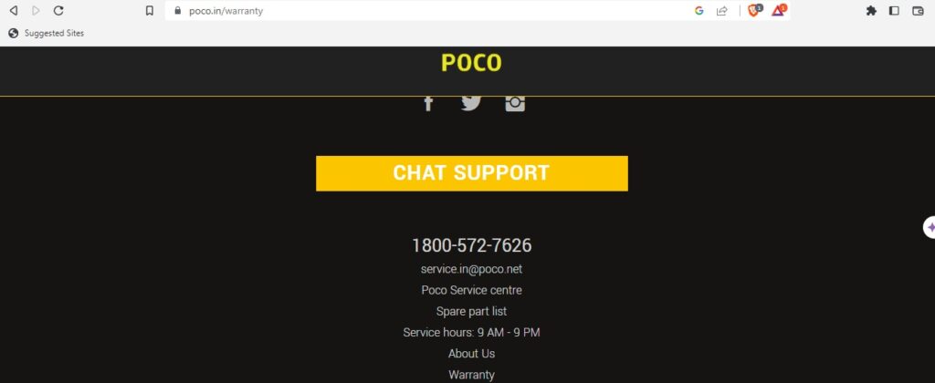 poco warranty page